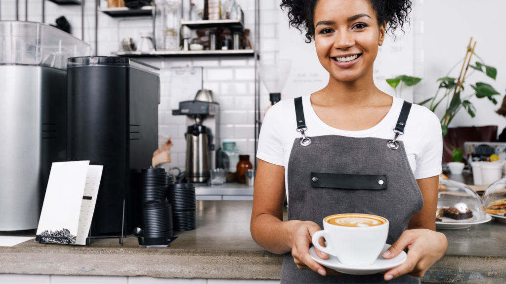woman serving coffee