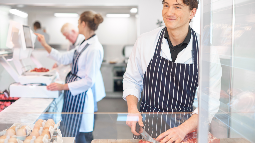 butcher behind counter
